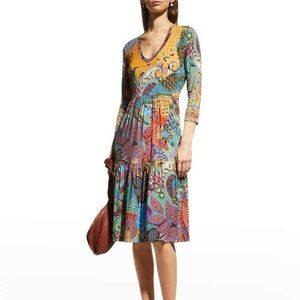 Johnny Was madison 3/4 sleeve tiered dress